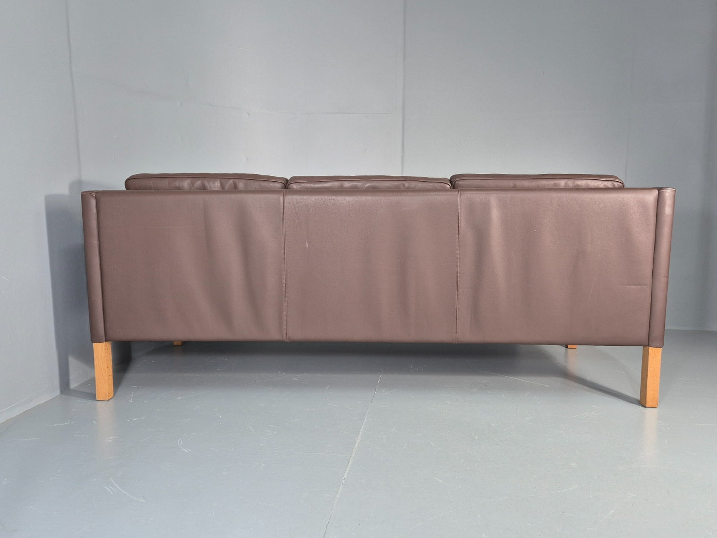 Vintage 3 Seater Sofa Mid Century Retro Brown Leather Mogensen EB11637 M3SS