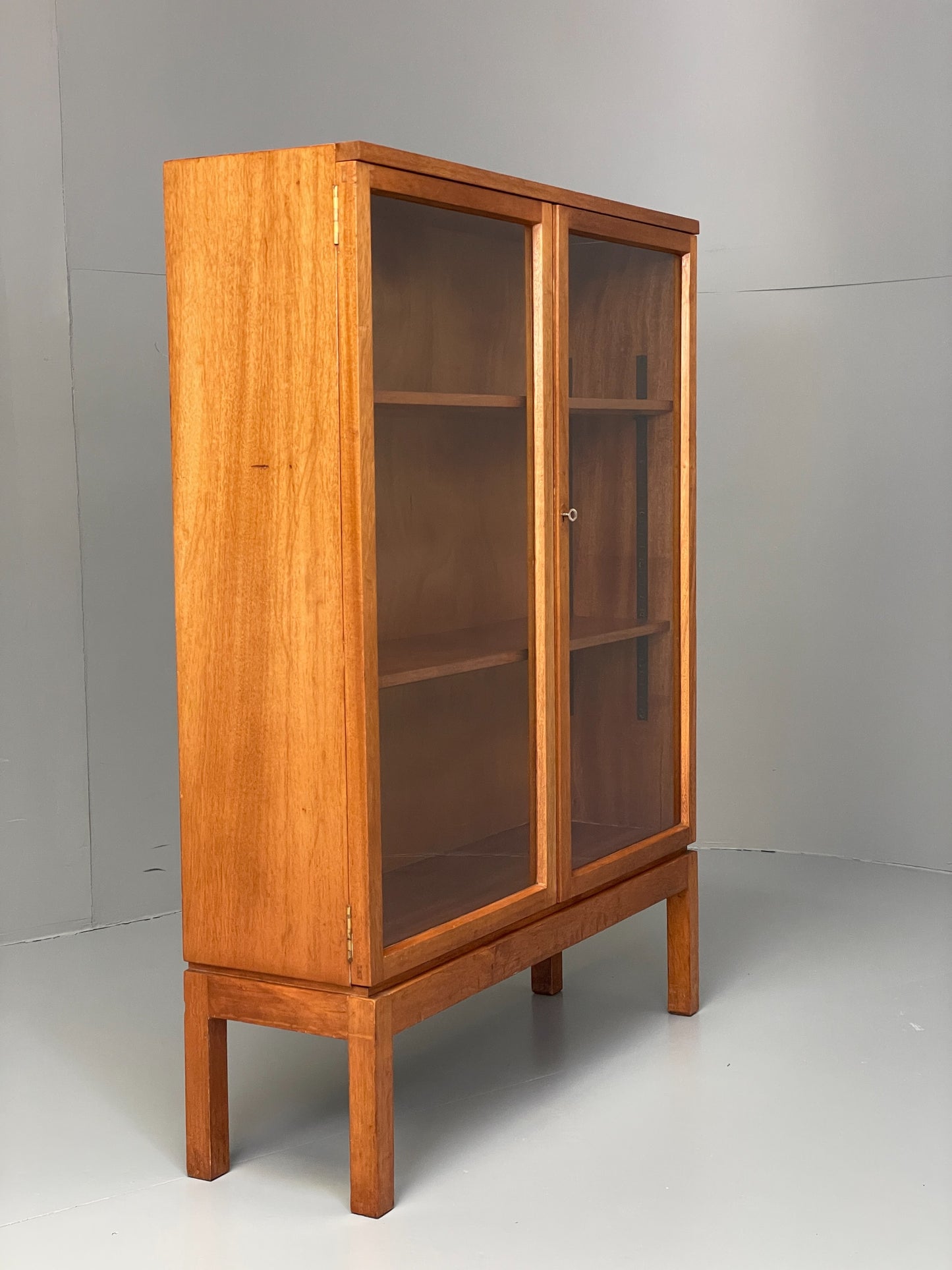 Vintage Bookcase Enham Military Glass Doors 1960s Midcentury Mahogany EB12609