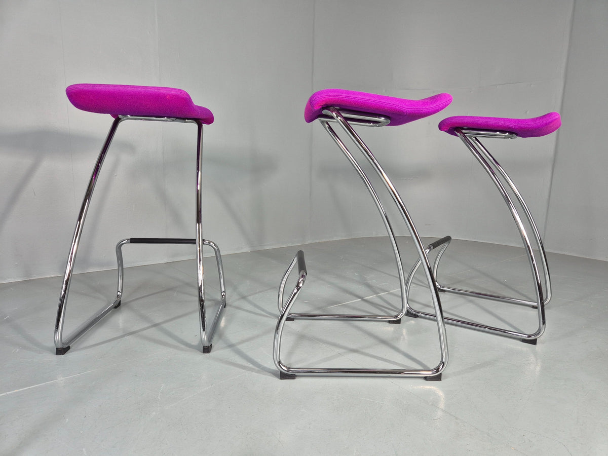 5 Orange Box Spring Bar Stools Modern Design Purple Chrome Frame EB12993