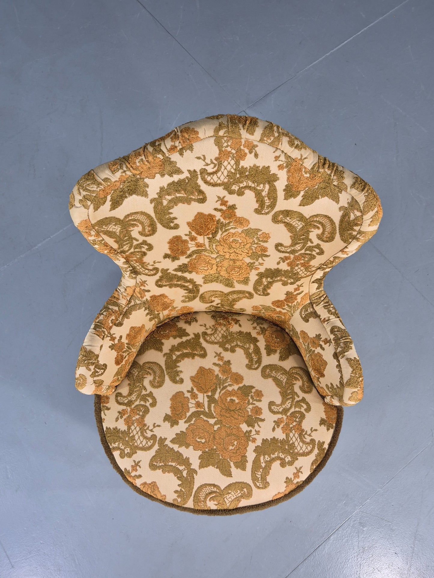 Danish 1970s Rococo Revival Bedroom Chair Gold Velour Moquette Retro EB12741