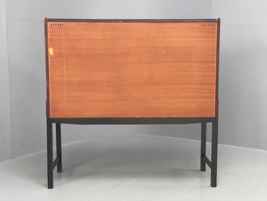 Vintage Cabinet White Formica Darkwood Retro 1960s Shelving Mid Century EB12517