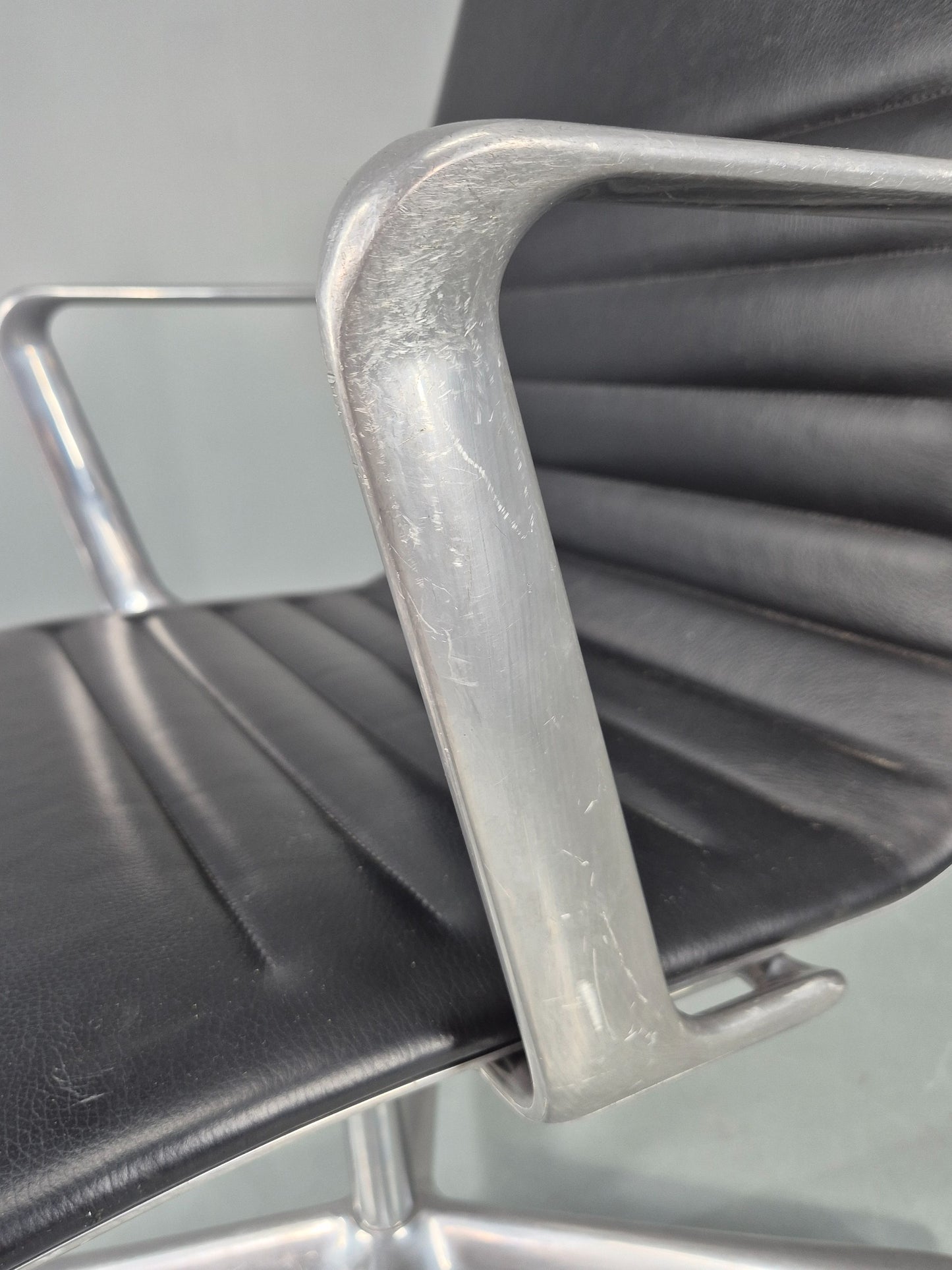 Vintage ICF Eames Style Office Chair Leather and Aluminium EB12242