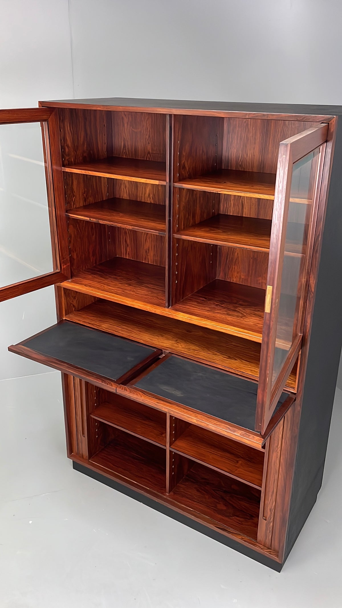 Vintage Danish Wall Unit Mid Century 1960s Tambour Shelving Cabinet Retro 13100