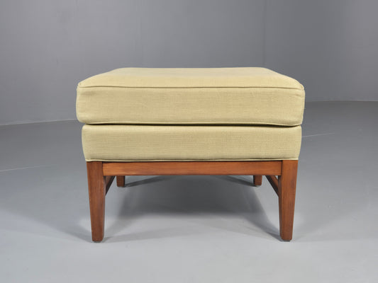 Vintage Mid Century Footstool Green Wool Teak Frame 1970s Retro EB12158