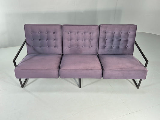 Vintage 3 Seater Sofa Modern Design Orange Box Lossit Purple Velvet EB12801
