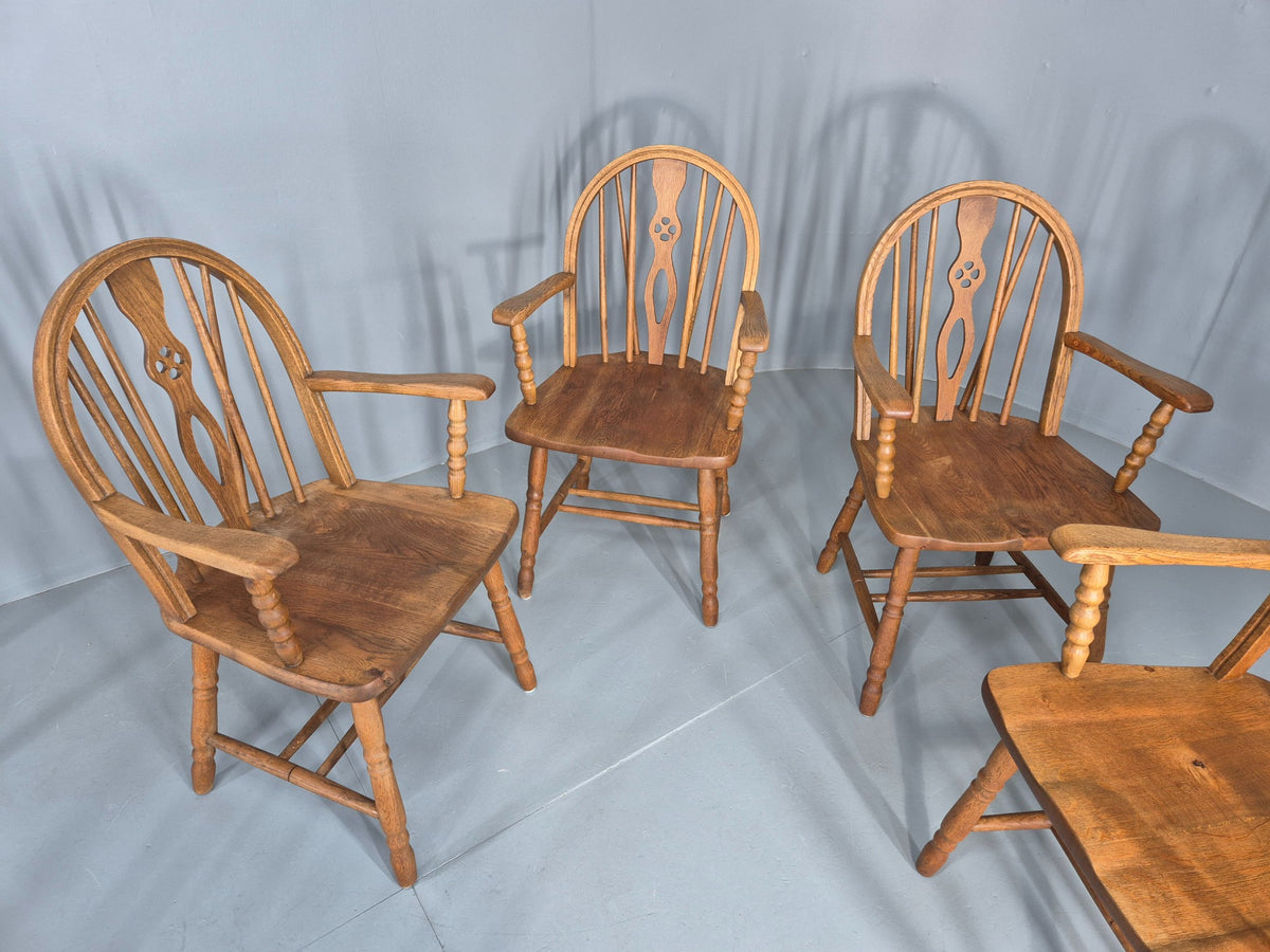 6 Vintage Windsor Armchairs Danish Made Oak Bobbin Turned 20th Century EB12671