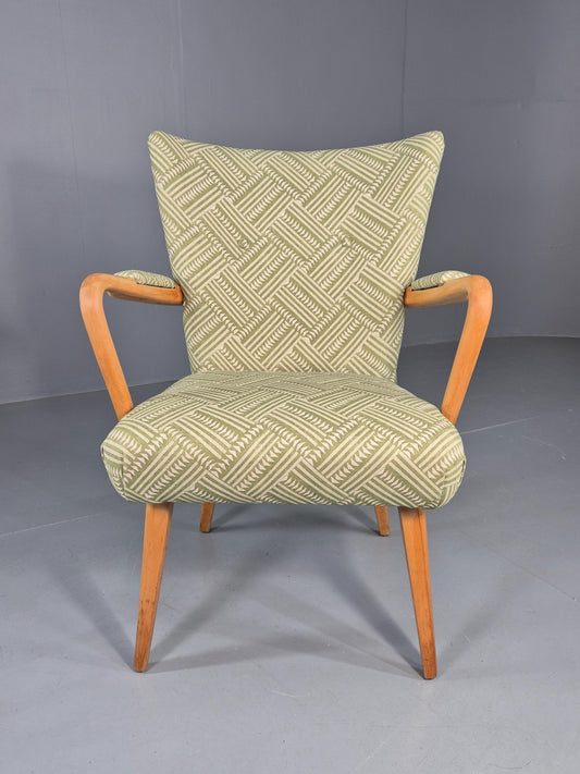 Vintage 1950s Lounge Chair Cintique Beechwood Frame New Upholstery Retro EB11948