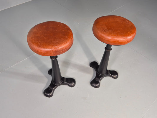 2 Vintage Singer Stools with faux Leather Upholstery Reproductions EB12306