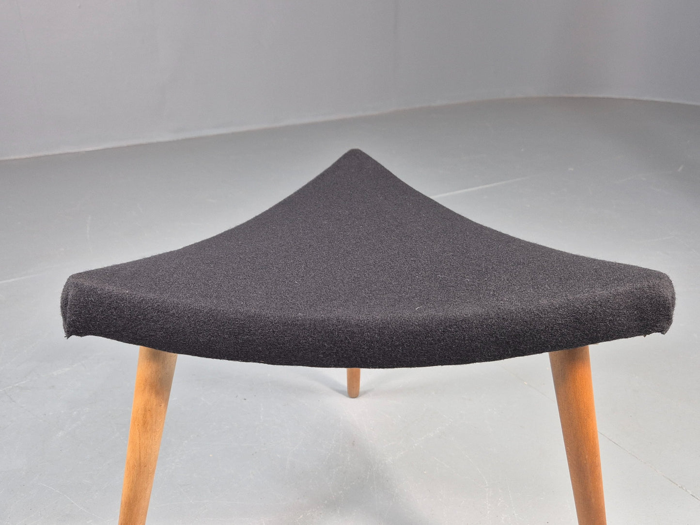 Vintage Danish Mid Century Footstool Triangular Black Cloth 1960s Retro EB12154