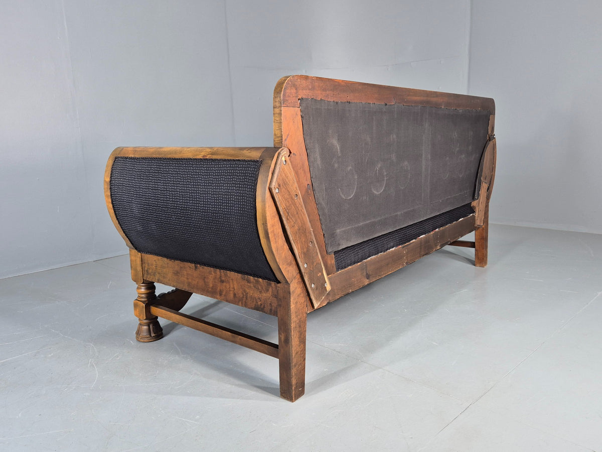 Vintage Danish Drop End Sofa Baroque Revival 1920s Antique Carved Wood EB12756