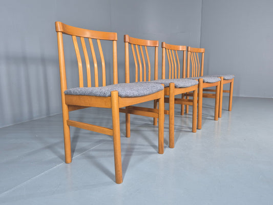 4 Vintage Mid Century Dining Chairs 1970s Retro New Upholstery Beech EB12785
