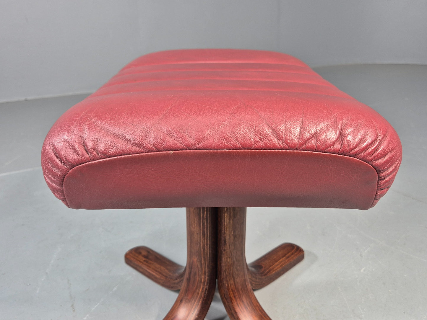 Vintage Danish Leather Footstool 1980s Retro EB09060