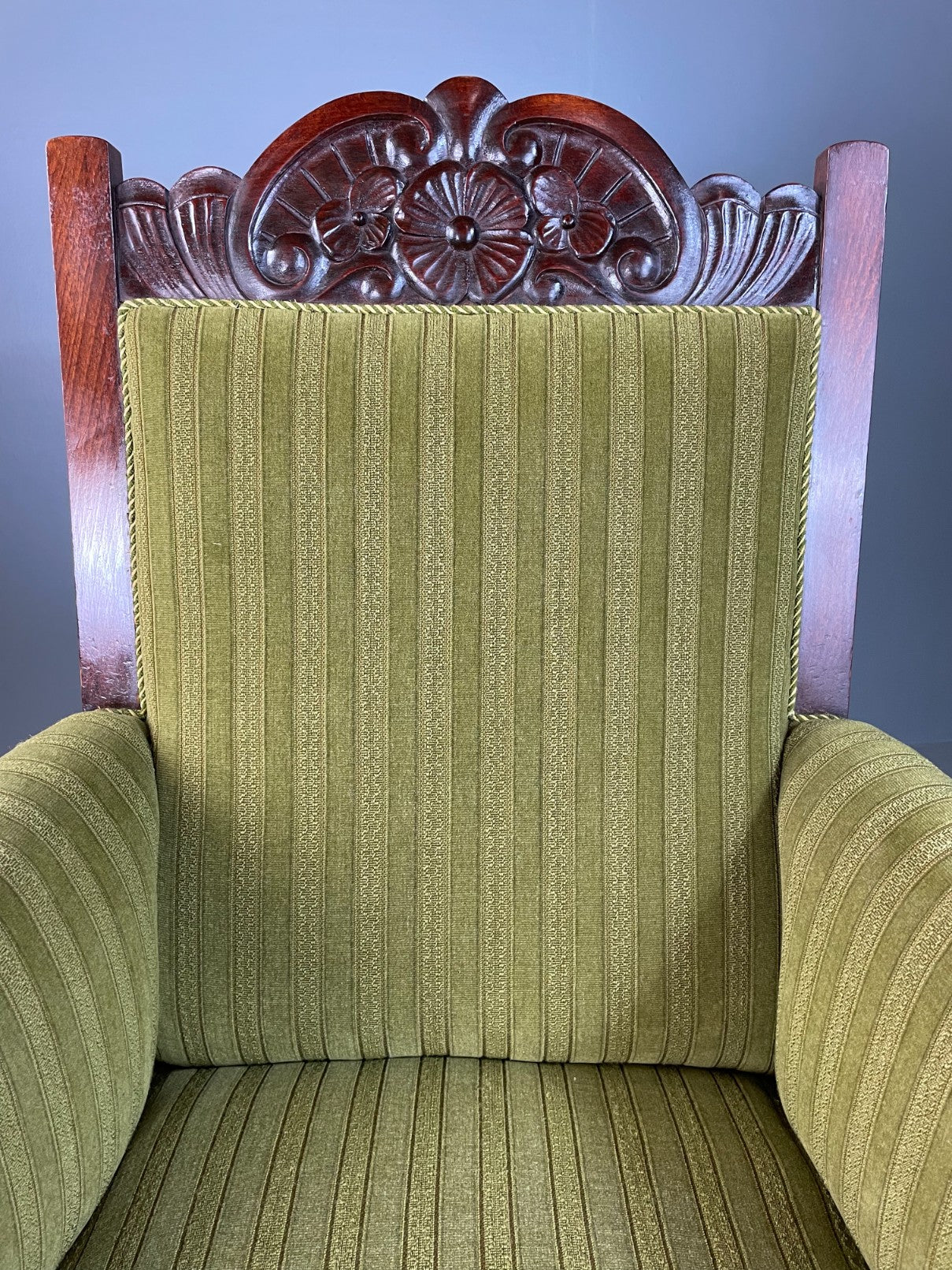 Antique Danish Lounge Chair Throne Type 1900s Green EB04587