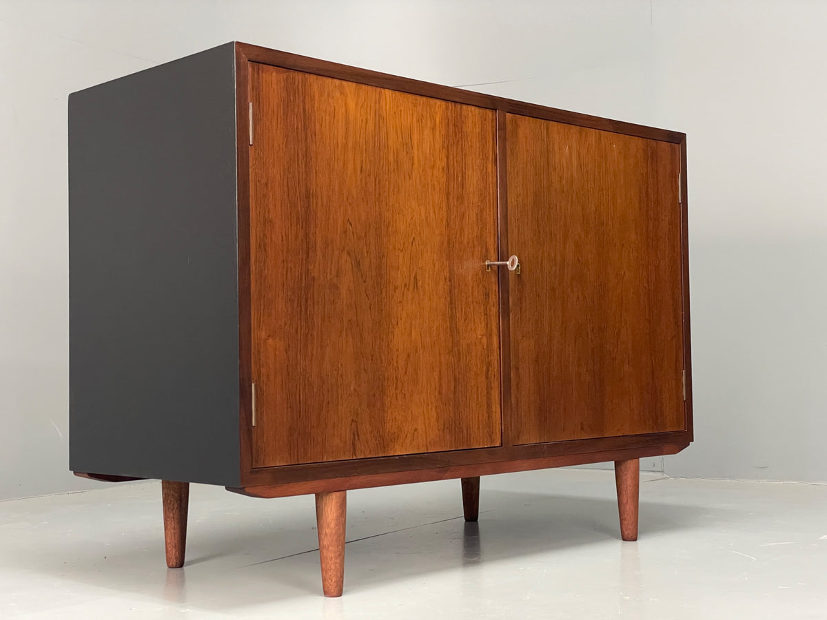 Vintage 1960s Sideboard Cabinet Danish Mid Century Darkwood Shelving EB12923