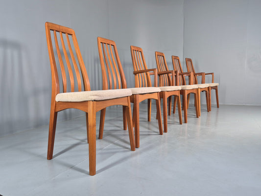 6 Vintage Teak Dining Chairs High Backed Scandinavian Design Retro MCM EB13058