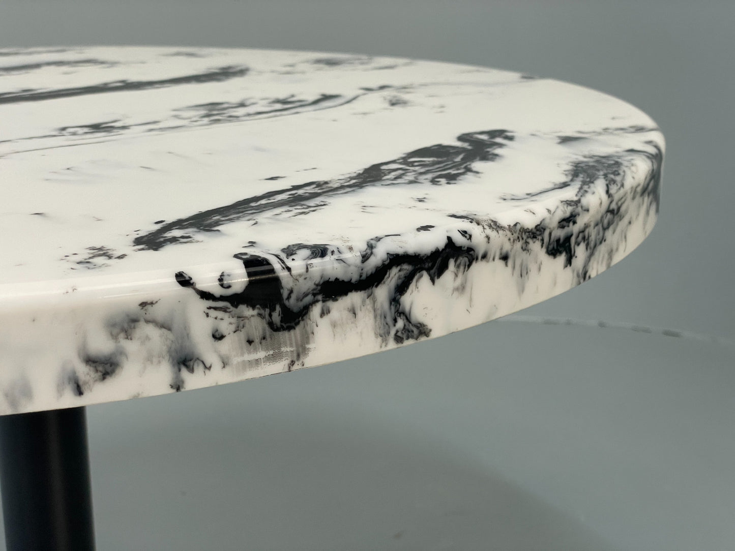 Modern Faux Marble Table Black Metal Base Circular EB12803