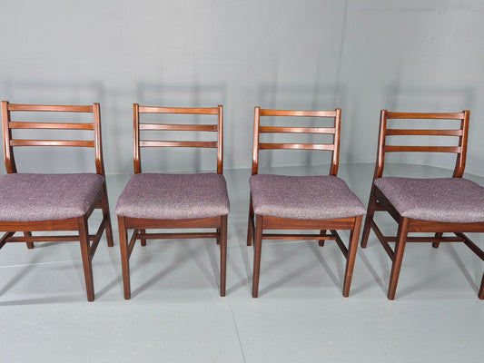 4 Vintage Teak Dining Chairs 1960s Mid Century with New Upholstery Retro EB11765