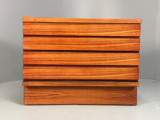Vintage Chest Of Drawers Swedish Retro 1980s Chunky Darkwood EB13098