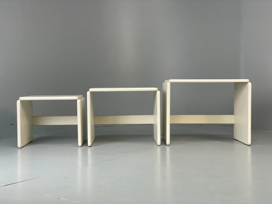 Vintage Nesting Tables White Retro Italian Side Tables 3 Curved EB12617