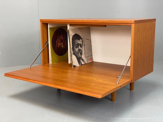 Vintage Teak Record Cabinet By Tapley Retro Cupboard White Interior EB13154
