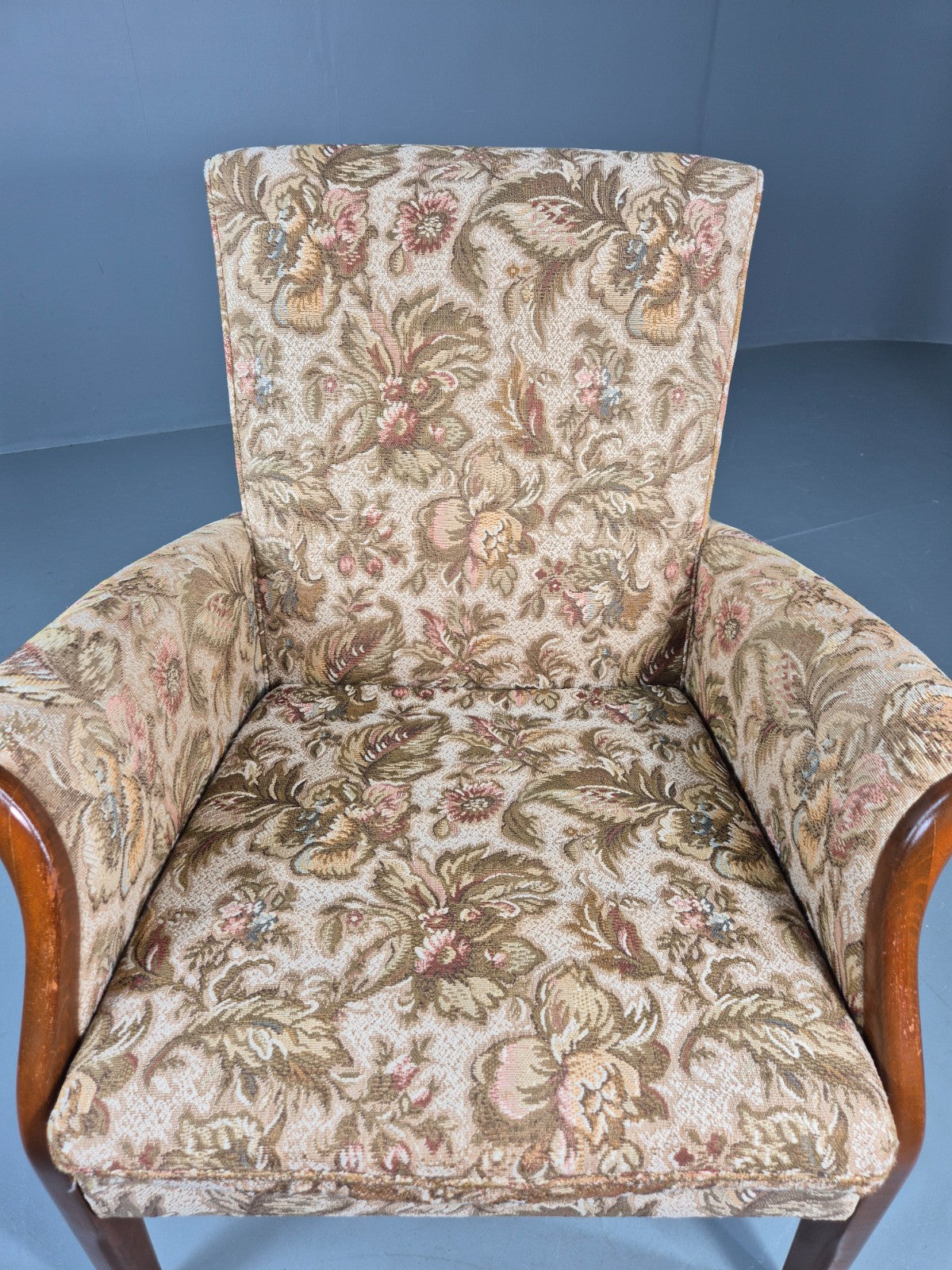 Vintage Parker Knoll Retro 1960s Armchair Floral Upholstery Beech Frame EB12167