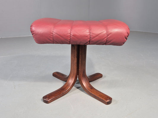 Vintage Danish Leather Footstool 1980s Retro EB09060