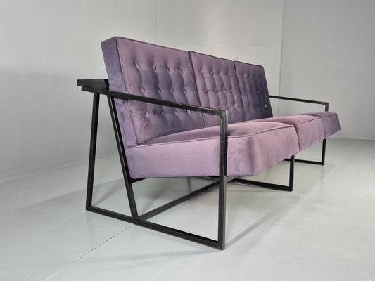 Vintage 3 Seater Sofa Modern Design Orange Box Lossit Purple Velvet EB12806
