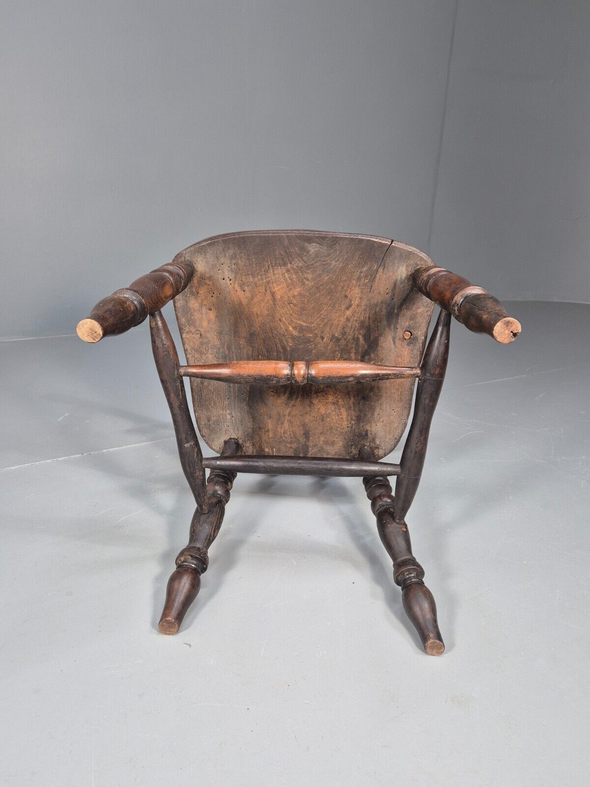 Vintage Oak Captains Chair Turned Stretchers Antique EB9030 VDIN - UKDK FURNITURE