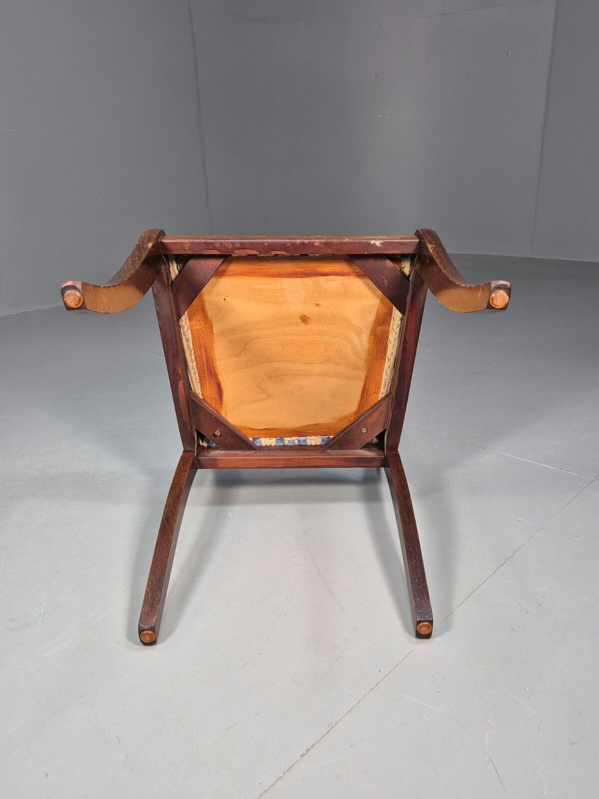 Vintage Danish Dining Chair Blue Striper Mahogany Georgian 20th C EB1479 VDIN - UKDK FURNITURE