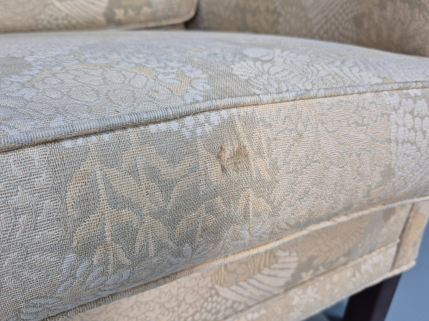 Vintage Danish 3 Seat Sofa Mid Century Shape Floral Cream Cotton 70s EB9579 M3SS - UKDK FURNITURE