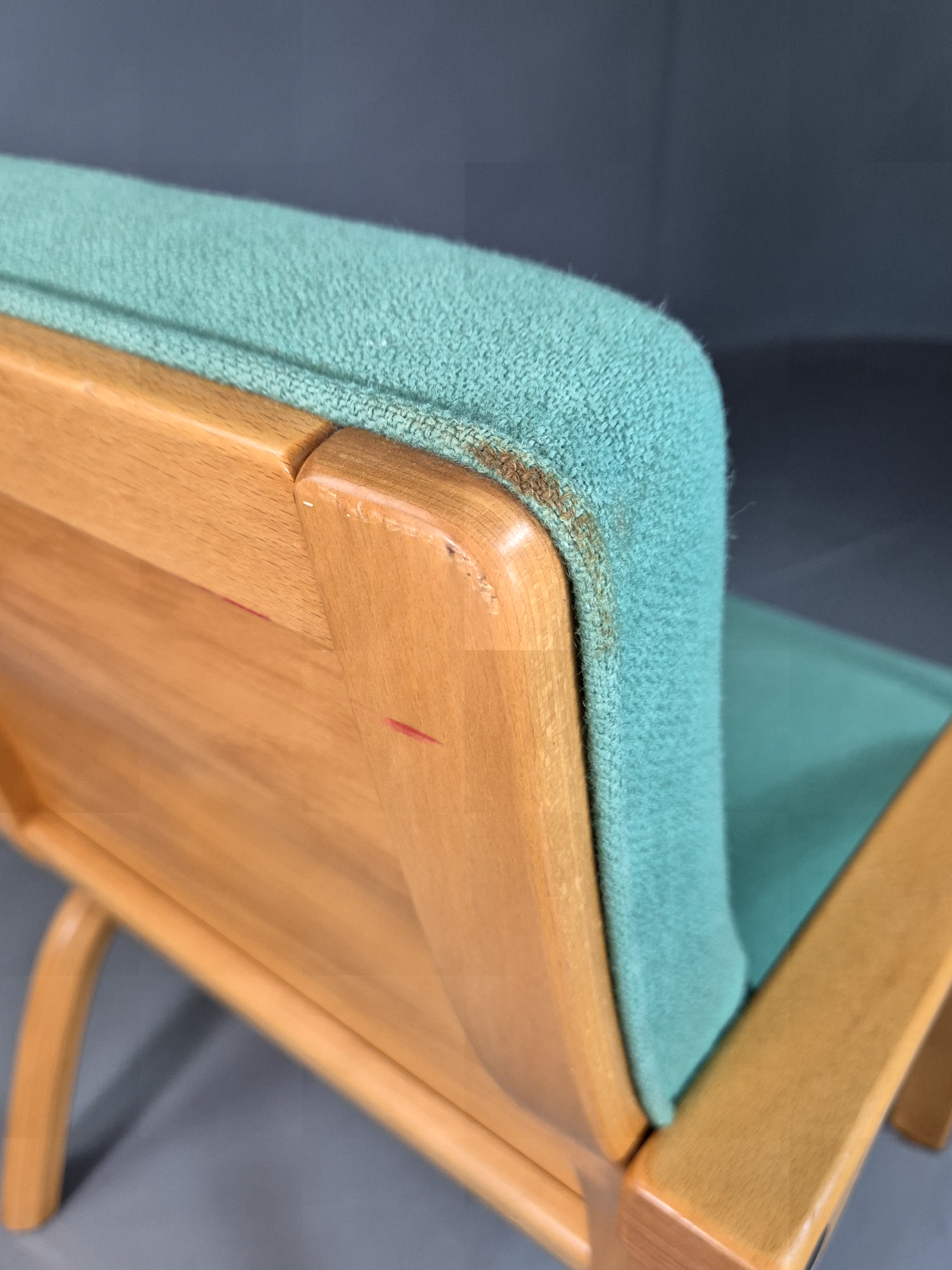Vintage Danish Lounge Chair Mint Wool Bentwood 1980s Retro EB7352 MBEN - UKDK FURNITURE