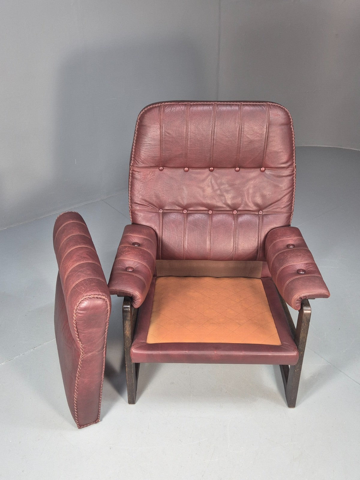 Vintage Danish Burgundy Leather 1980s Retro Lounge Chair MCM EB9793 MNOR - UKDK FURNITURE