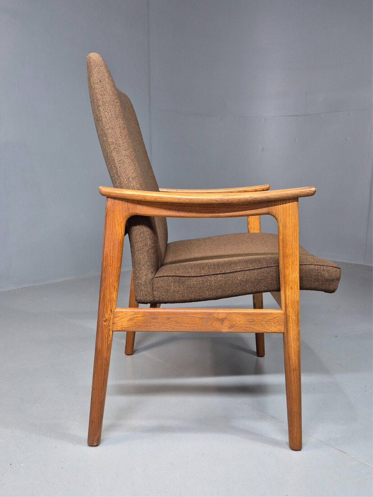 Vintage Danish Elbow Chair Green Wool Oak Hong Kirkegaard Retro MCM EB8271 MDIN - UKDK FURNITURE