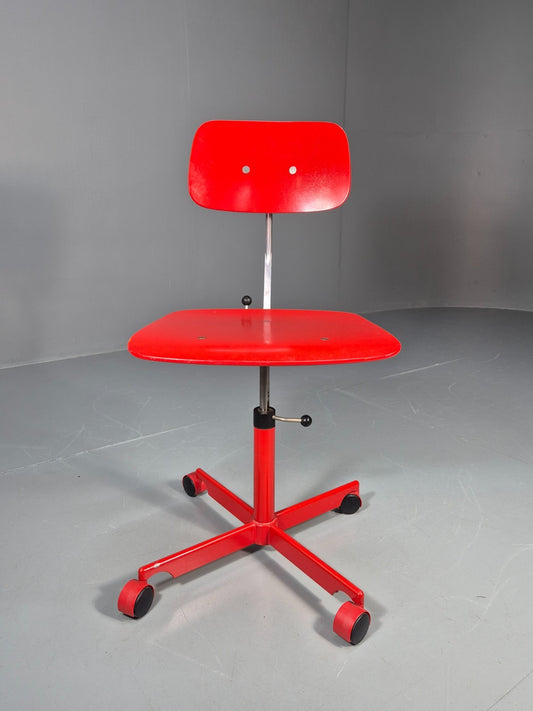 1960s Kevi Task Desk Chair Jorgen Rasmussen MCM Danish Retro Red EB10808 MSWI1