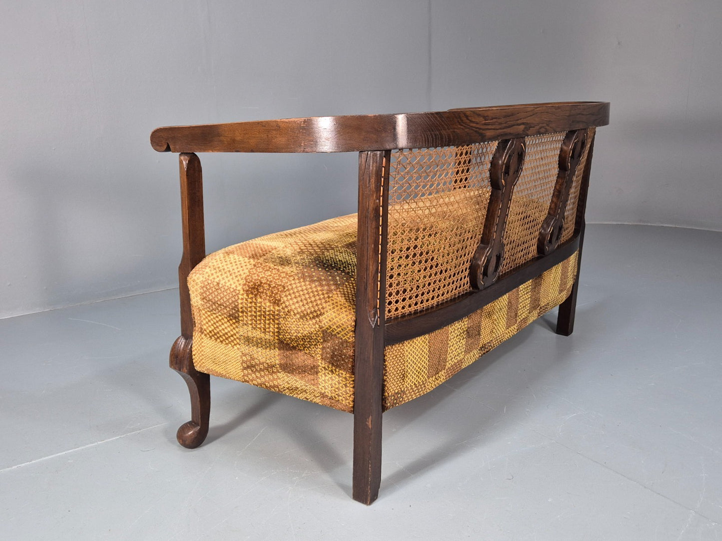 Art Deco Era Settee Two Seater Oak Frame `Bergere Back 1920s EB10692 VBER15