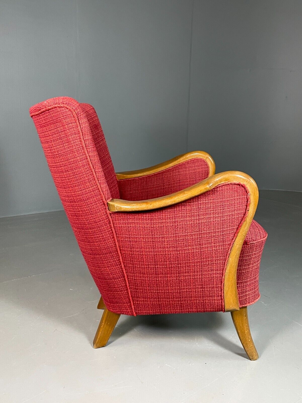 Vintage Danish Lounge Chair Red Slagelese Mobler Retro MCM EB6777 MNOR - UKDK FURNITURE
