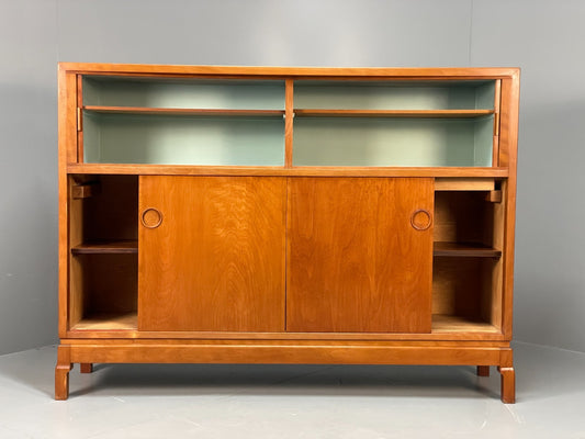 Vintage Danish 1950s Highboard Tambour Front Cherry Wood Shelving EB10869 MWOO1