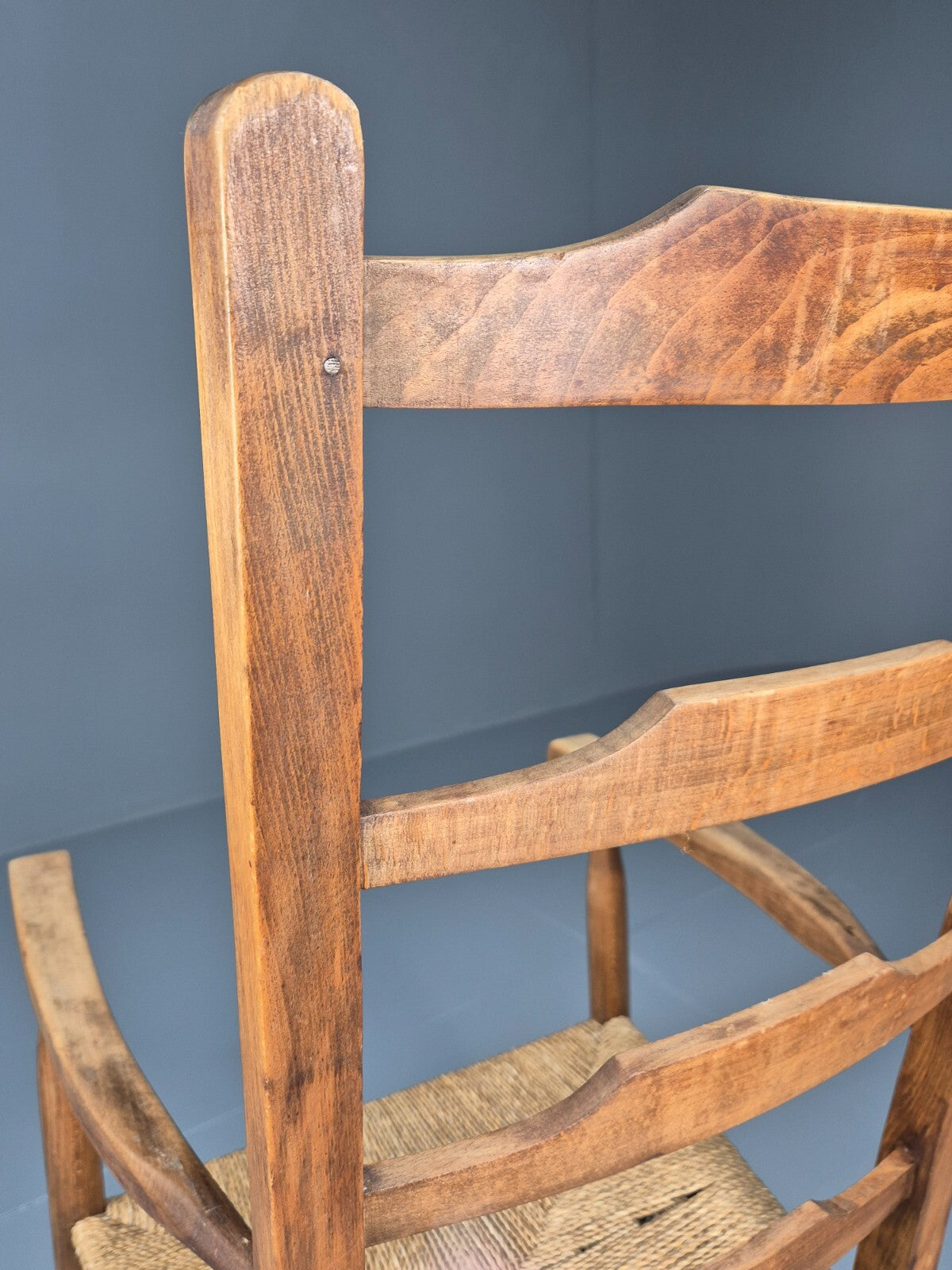 Vintage Danish Ladder Back Chair With Seagrass Seat EB8870 VBER - UKDK FURNITURE