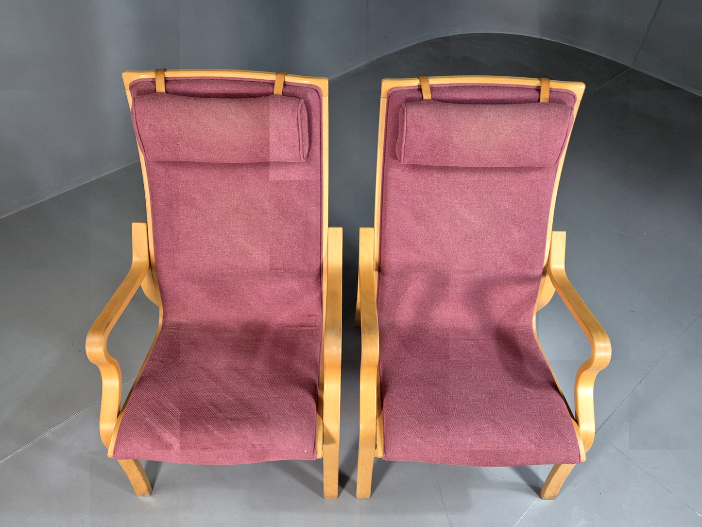 2 Vintage Danish Lounge Chairs Pink Bentwood Ostergaard Retro MCM EB7220 MBEN - UKDK FURNITURE