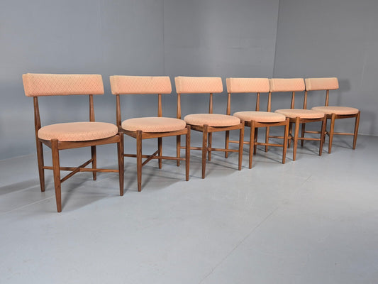 6 G Plan Round Seat Dining Chairs Pink Cotton Upholstery 1970s Retro EB9494 MDIN - UKDK FURNITURE
