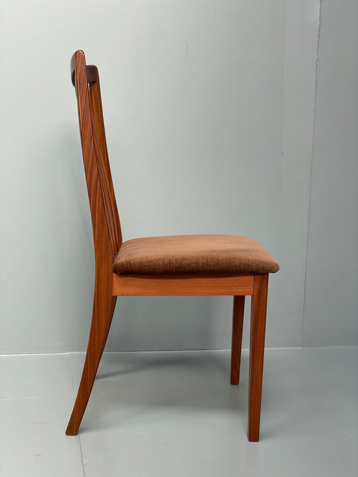 Vintage G Plan Fresco Teak Dining Chairs Six Brown Velour Retro EB9780 MDIN - UKDK FURNITURE