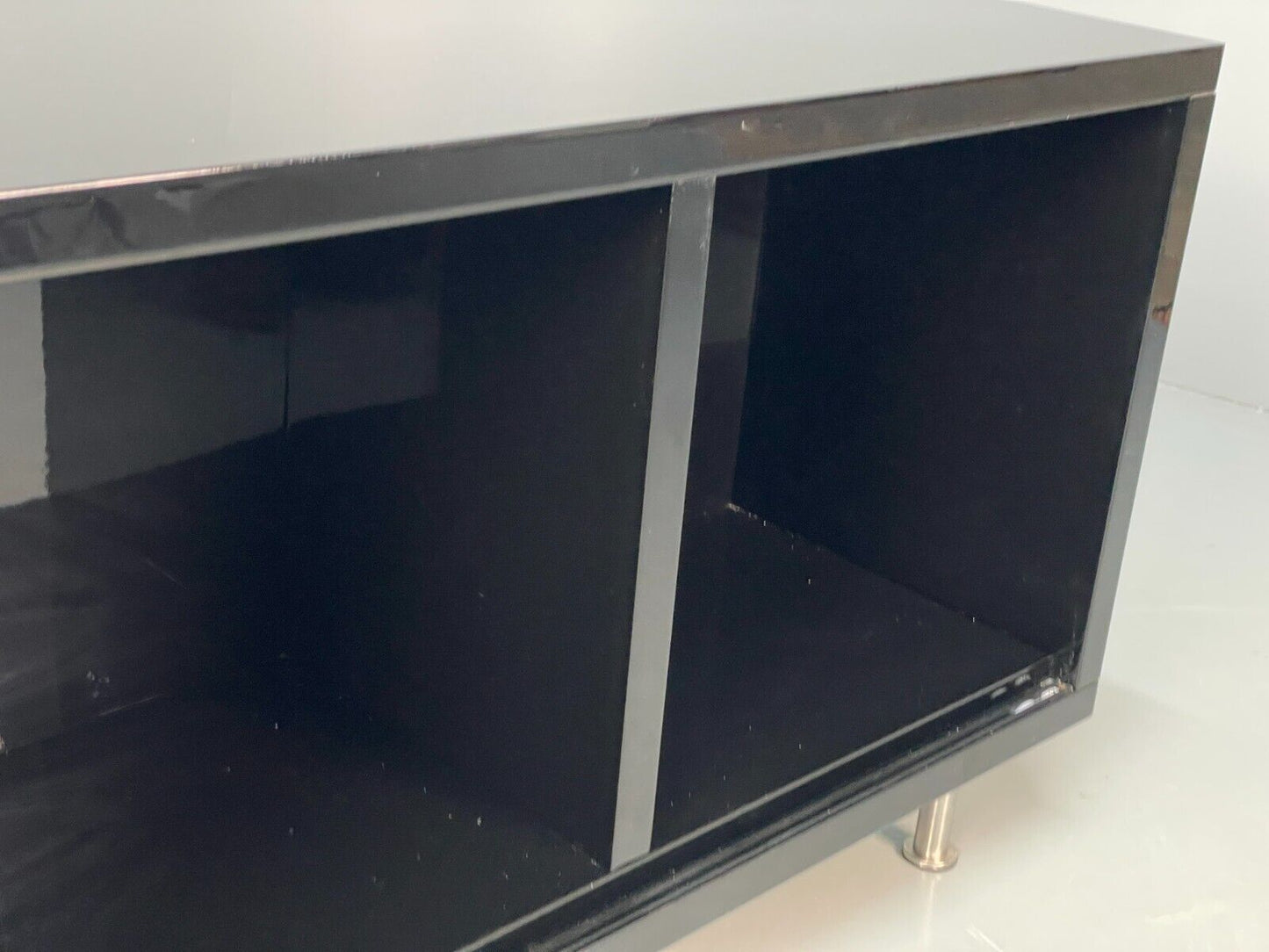 Modern Gloss Black Media Unit Sideboard With Metal Legs EB8660 MWOO - UKDK FURNITURE