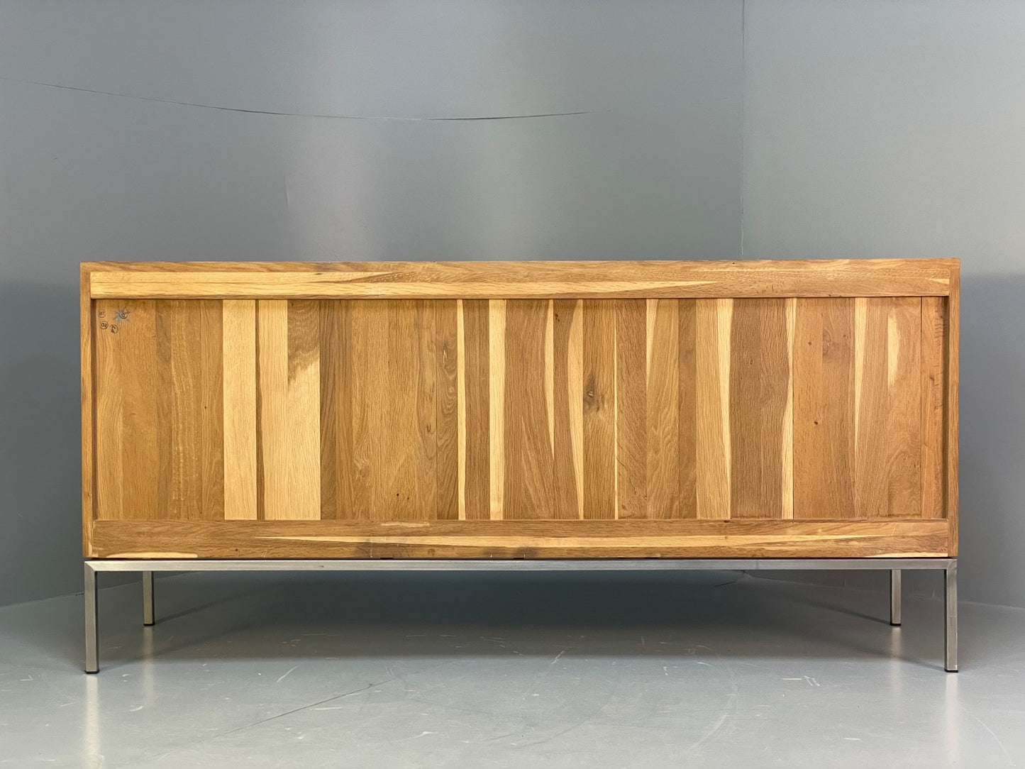 Modern Solid Oak Sideboard Ligna By Ethnicraft Steel Base EB9836 MWOO - UKDK FURNITURE