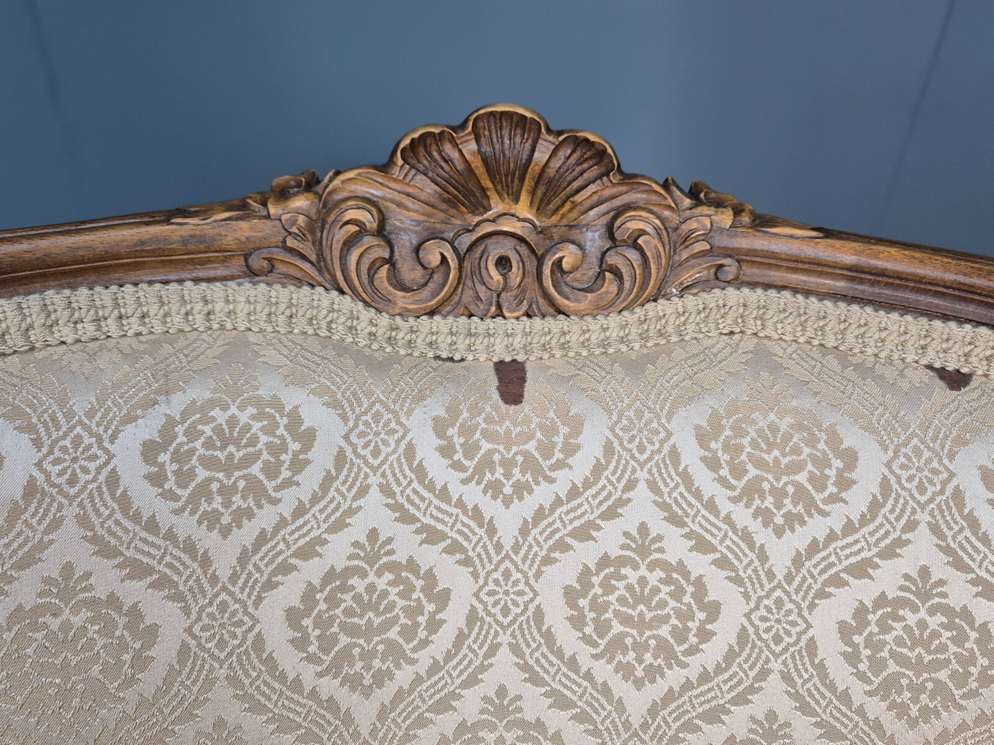 High and Low Back Danish Antique Rococo Style Lounge Chairs Damask EB9036 VCLO - UKDK FURNITURE