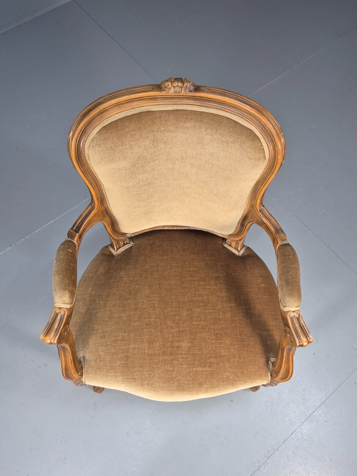 Vintage Danish Lounge Chair Gold Velour Antique French Style EB8993 VCLO - UKDK FURNITURE