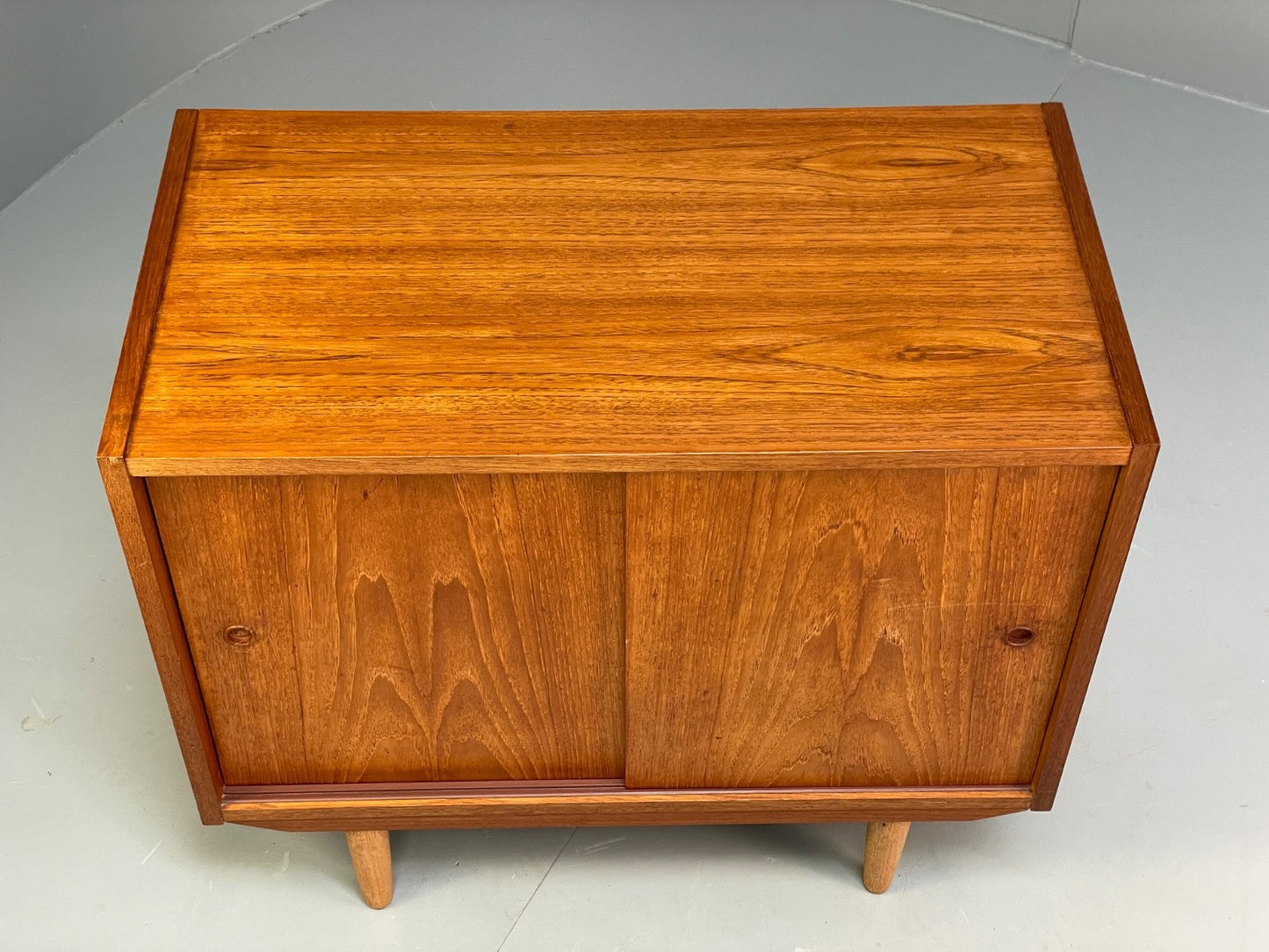Vintage Danish Teak Cabinet 1970s Retro Sliding Doors Shelf EB9835 MWOO - UKDK FURNITURE