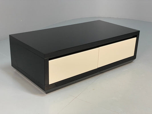 Italian Gloss Black & Off White 1980s Style Tv Unit With Drawers EB8686 MWOO - UKDK FURNITURE