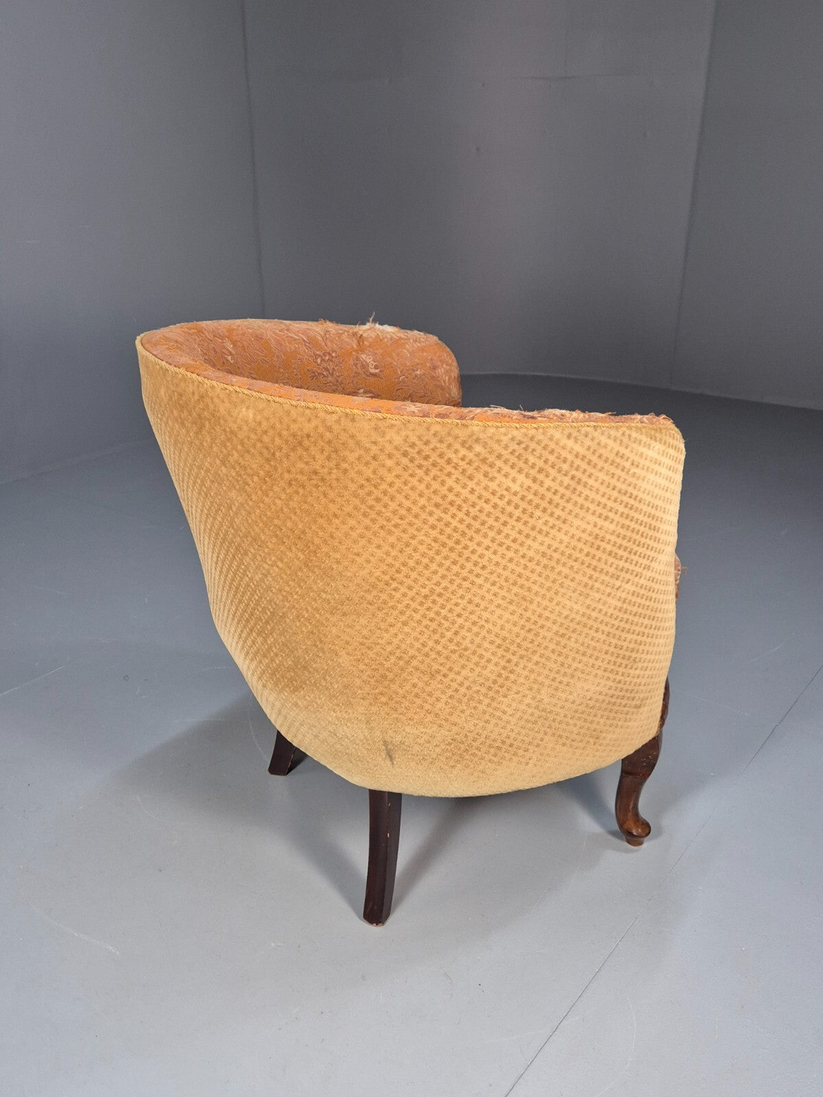 Vintage Danish Art Deco Tub Chair Gold Moquette Upholstery 1920s EB9055 VCLO - UKDK FURNITURE