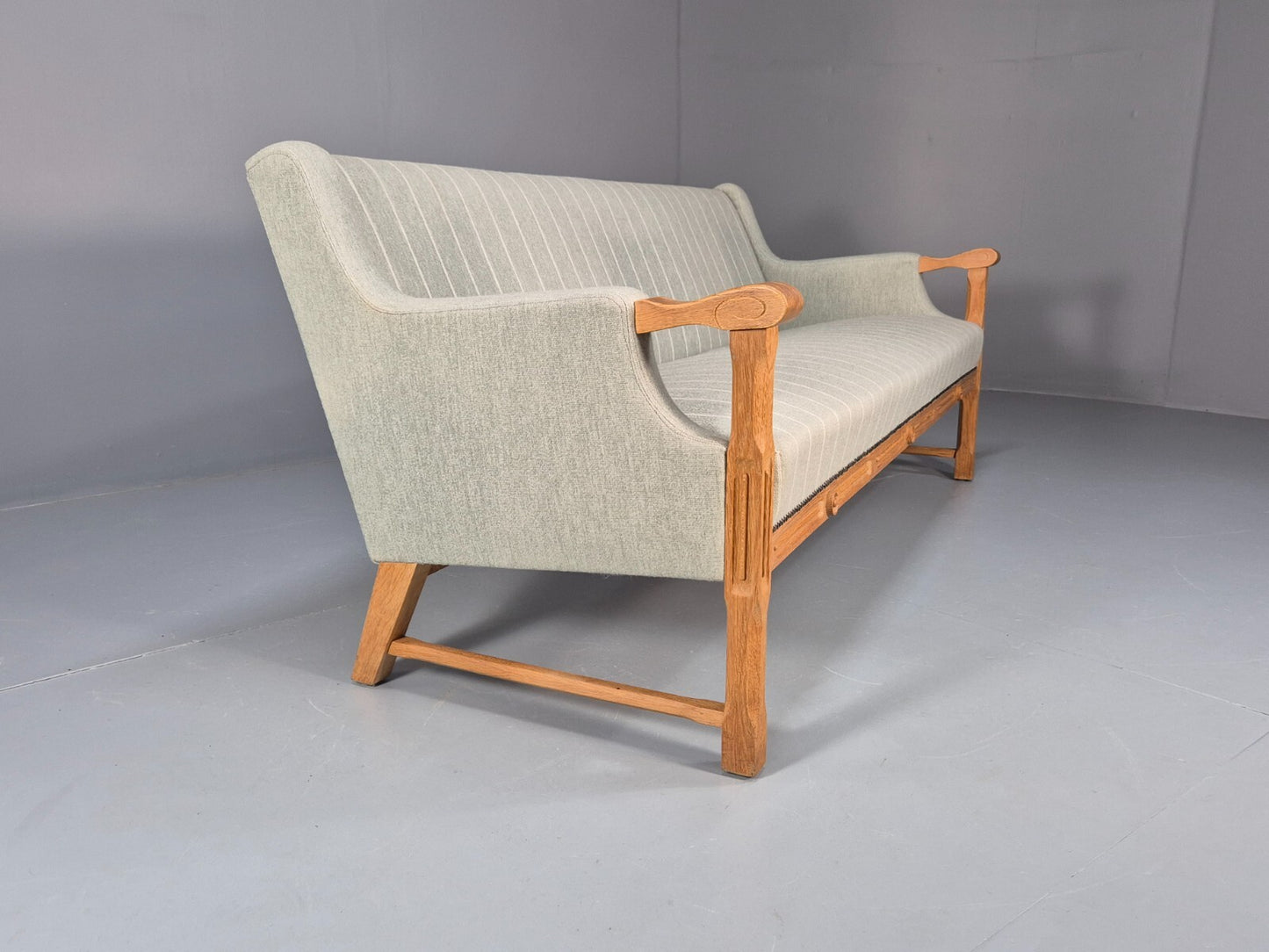 Vintage Danish Kjaernulf Style 3 Seat Sofa Oak Frame 1970s Retro EB9643 M3SS - UKDK FURNITURE