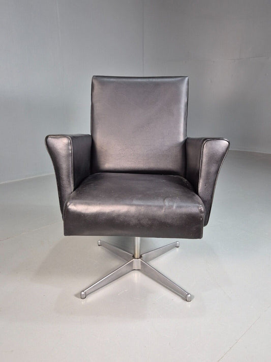 Vintage Desk Chair Black Vinyl 1960s Retro EB7890 MSWI - UKDK FURNITURE